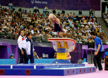 İdman gimnastikası üzrə fərdi çoxnövçülük yarışlarının finalı keçirilir. Bakı, Azərbaycan, 18 iyun 2015